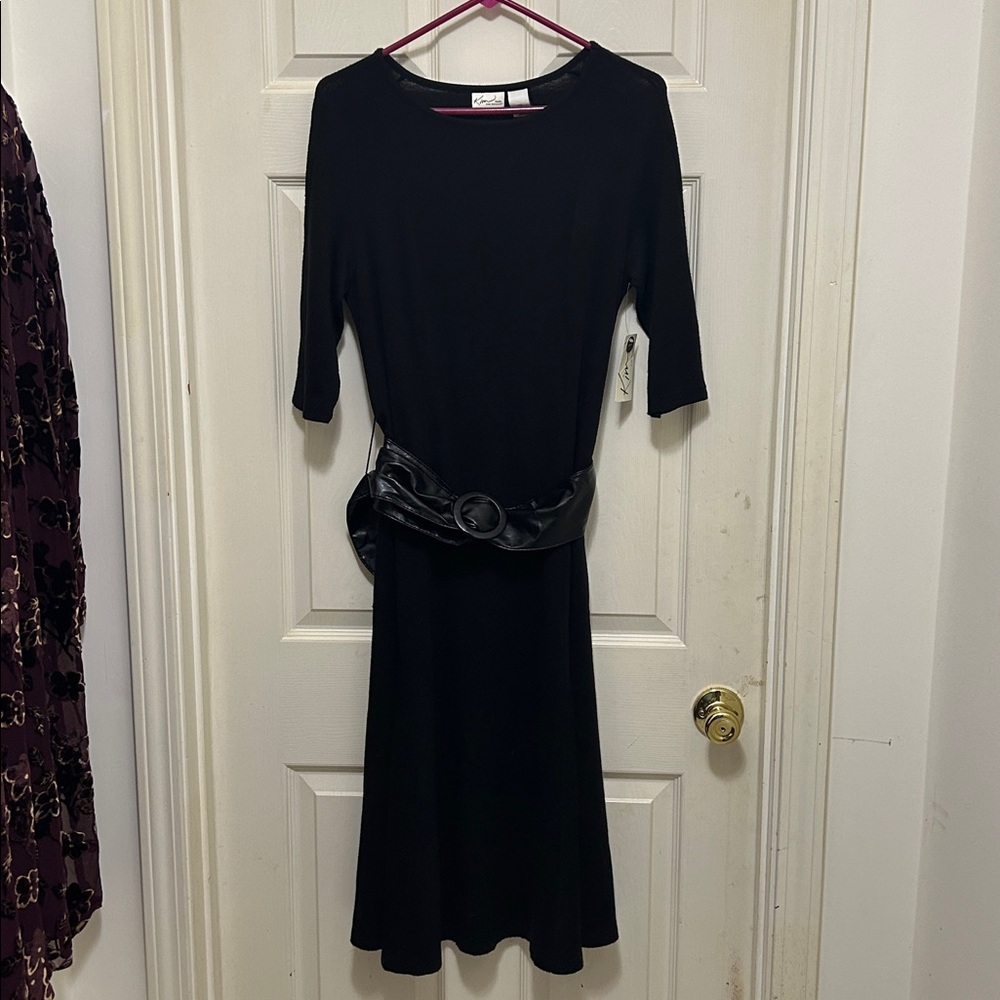 Kim Rogers Black Midi Dress with 3/4 sleeve, 45.5in long